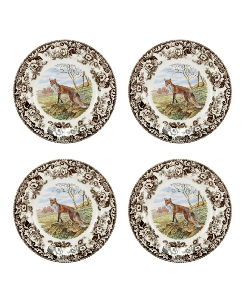 Spode Woodland Red Fox 4 Piece Dinner Plates, Service for 4