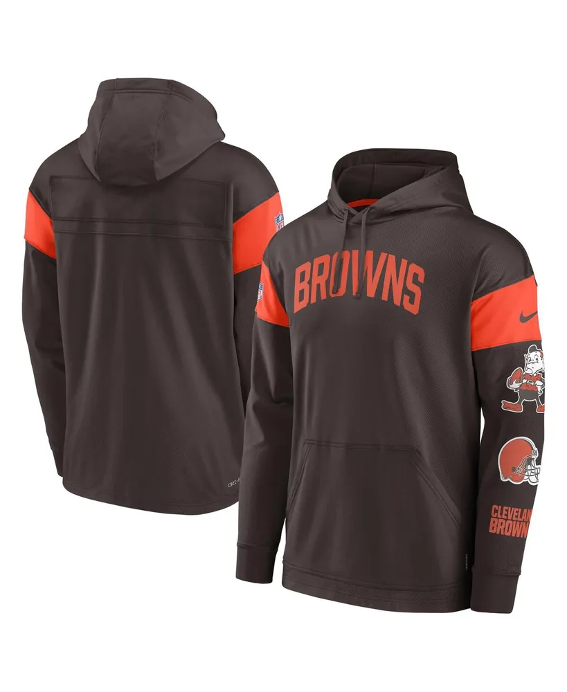 Men's Nike Gray Cleveland Browns Sideline Athletic Stack Performance Pullover Hoodie Size: Small