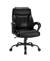 Costway 400 Lbs Big & Tall Leather Office Chair Adjustable High Back