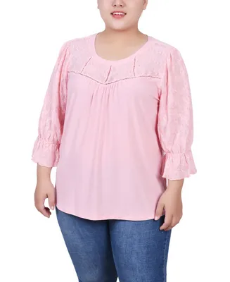 Ny Collection Plus Size 3/4 Sleeve Crepe Top
