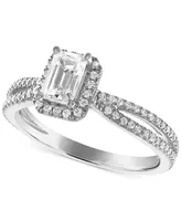 Alethea Certified Diamond Emerald-Cut Engagement Ring (7/8 ct. t.w.) in 14k White Gold featuring diamonds with the De Beers Code of Origin, Created fo