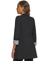 Calvin Klein Women's Roll Sleeve Open Front Blazer, Regular and Petite Sizes