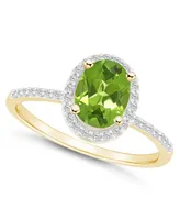 Macy's Peridot (1-1/3 ct. t.w.) and Lab-Grown Sapphire (1/5 Halo Ring 10K Yellow Gold