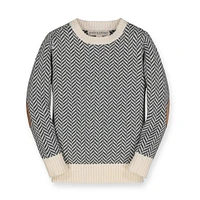 Hope & Henry Boys Organic Crewneck Pullover Sweater with Elbow Patches