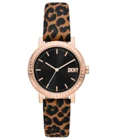 Dkny Women's Soho D Animal Print Leather Strap Watch 34mm