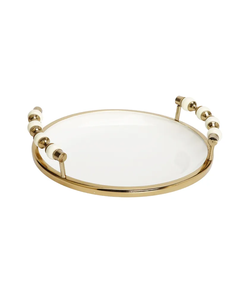 Classic Touch Flat Round Plate with Beaded Design, 11"D x 2"