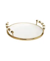 Classic Touch Flat Round Plate with Beaded Design, 11"D x 2"