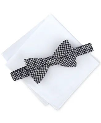 Alfani Men's Houndstooth Bow Tie & Pocket Square Set, Created for Macy's