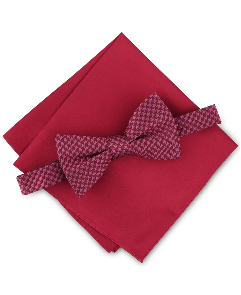 Alfani Men's Houndstooth Bow Tie & Pocket Square Set, Created for Macy's