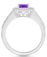 Macy's Amethyst (1-1/5 ct. t.w.) and Diamond (1/5 Halo Ring Sterling Silver