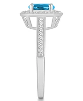 Macy's Blue Topaz (1-2/3 ct. t.w.) and Diamond (1/5 Halo Ring Sterling Silver