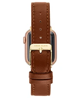 Anne Klein Women's Brown Genuine Leather Band designed for Apple Watch 42mm (Series 10) & 38/40/41mm - Brown, Gold