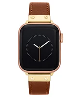 Anne Klein Women's Brown Genuine Leather Band designed for Apple Watch 42mm (Series 10) & 38/40/41mm - Brown, Gold