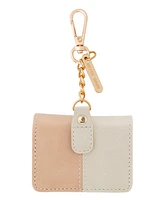 Anne Klein Women's Blush Pink and Beige Faux Leather Case with Spring Clip designed for AirPods Pro