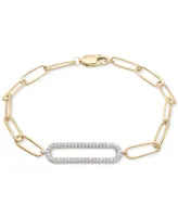 Diamond Elongated Pave Link Paperclip Link Bracelet (1/6 ct. t.w.) in 14k Gold-Plated Sterling Silver, Created for Macy's