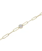 Diamond Circle Cluster Paperclip Link Bracelet (1/6 ct. t.w.) in 14k Gold-Plated Sterling Silver, Created for Macy's