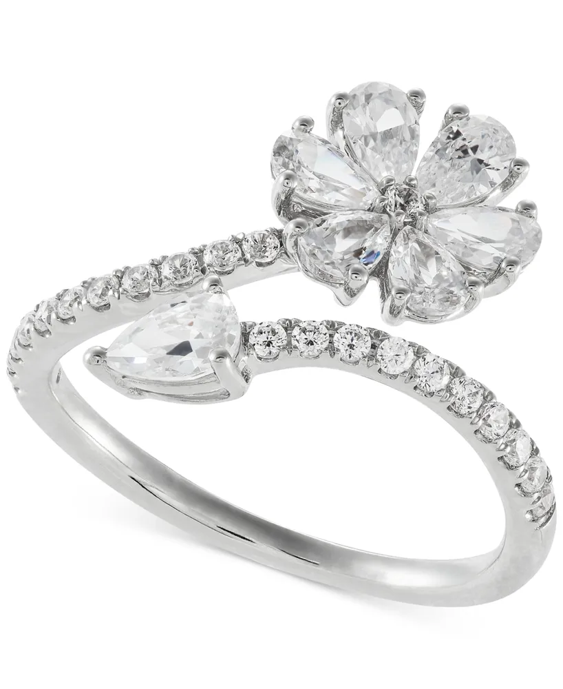 Grown With Love Lab Grown Diamond Pear Flower Bypass Ring (1-1/3 ct. t.w.)  in 14k White Gold