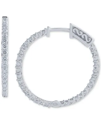Diamond Small Hoop Earrings (1 ct. t.w.) in 14k White Gold