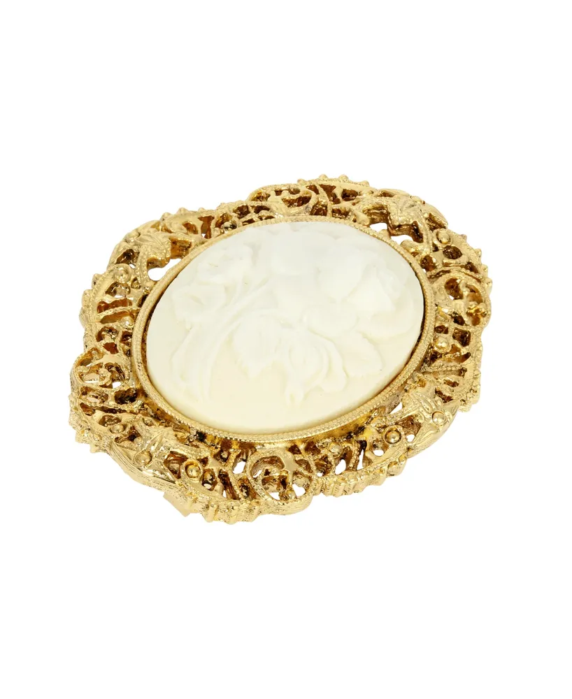 2028 Oval Flower Cameo Pin