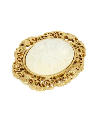 2028 Oval Flower Cameo Pin