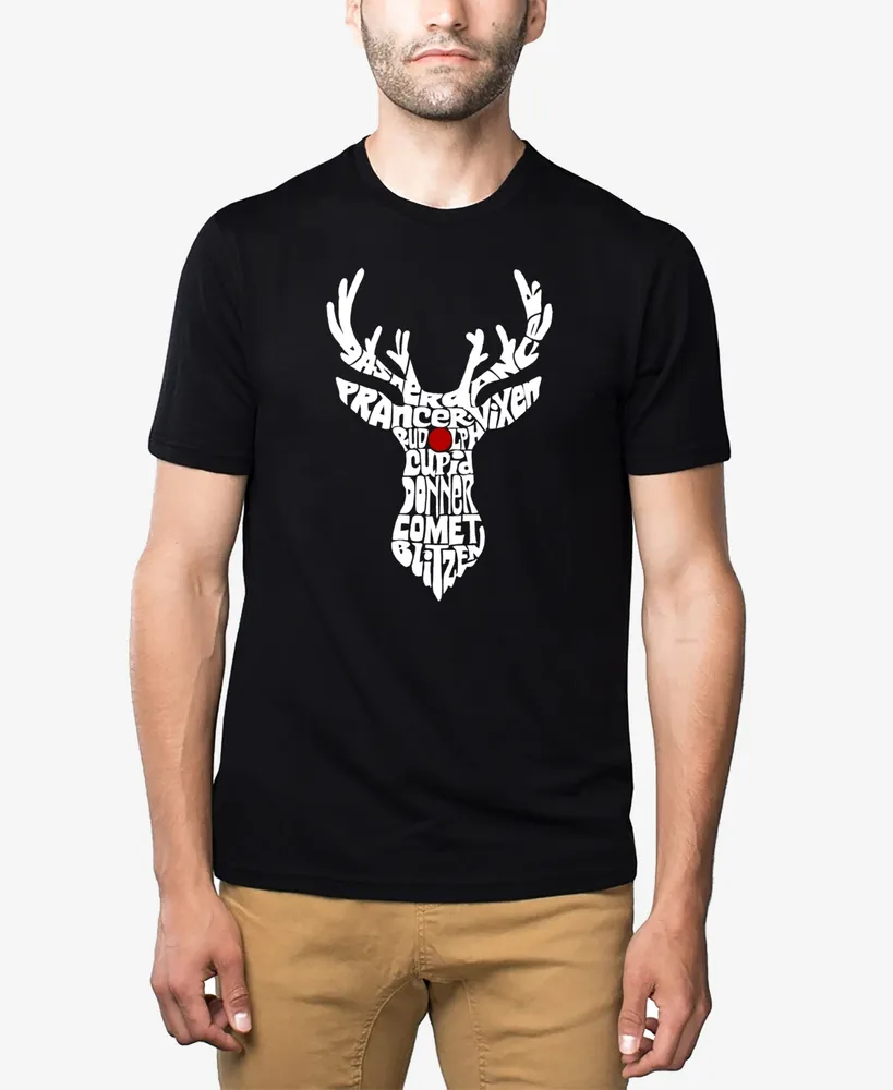 La Pop Art Men's Santa's Reindeer Premium Blend Word T-shirt