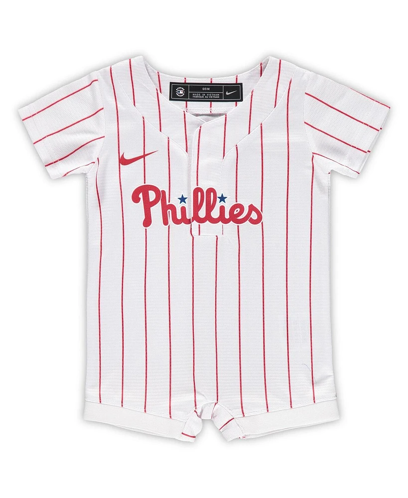 Newborn and Infant Boys Girls Nike White Philadelphia Phillies Official Jersey Romper