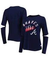 Women's Touch Navy Atlanta Braves Formation Long Sleeve T-shirt