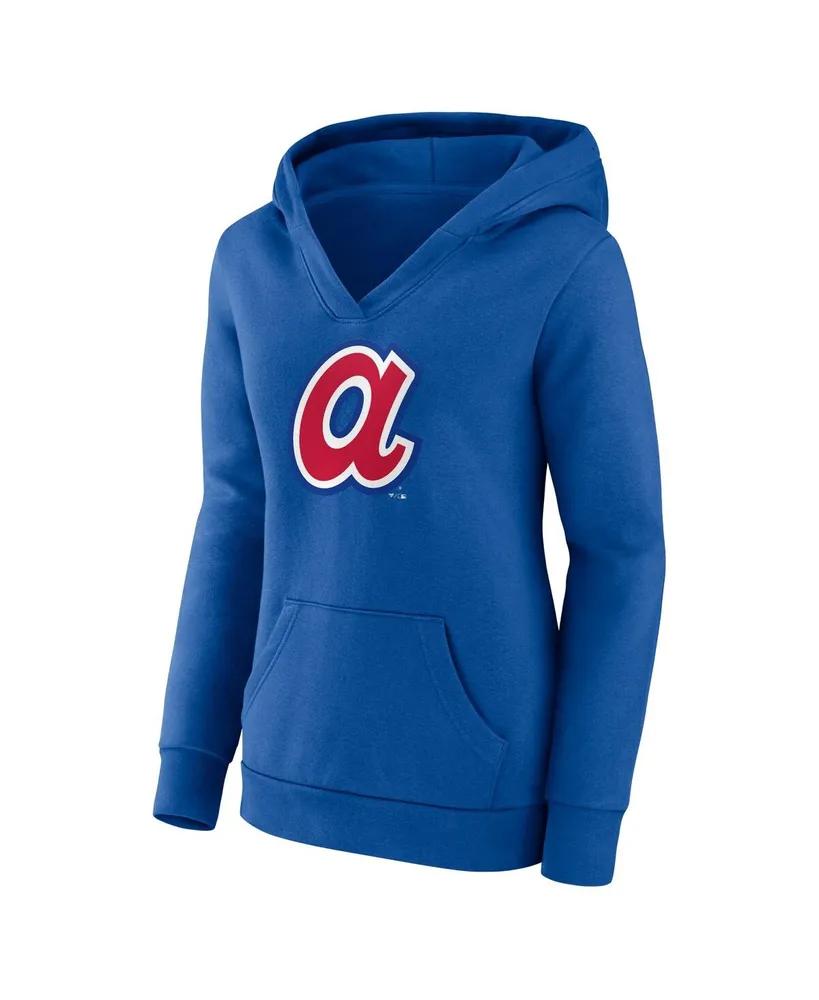 Women's Fanatics Royal Atlanta Braves Forbes Crossover V-Neck Pullover Hoodie