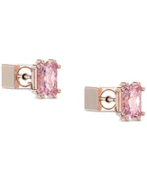 Swarovski Rose Gold-Tone Color Cushion-Cut Crystal Stud Earrings