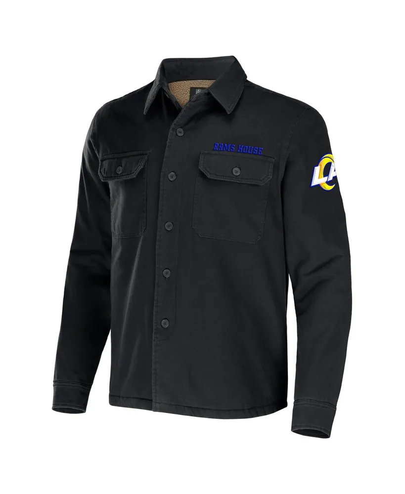 Men's Nfl x Darius Rucker Collection by Fanatics Black Los Angeles Rams Canvas Button-Up Shirt Jacket
