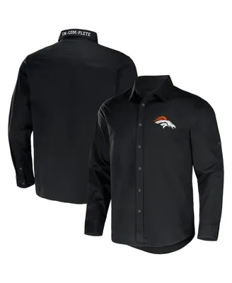 Men's Nfl x Darius Rucker Collection by Fanatics Black Denver Broncos Convertible Twill Long Sleeve Button-Up Shirt