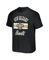 Men's Nfl x Darius Rucker Collection by Fanatics Black New Orleans Saints Stripe T-shirt