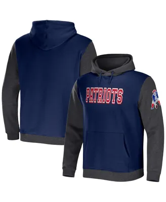 Men's Nfl x Darius Rucker Collection by Fanatics Navy, Charcoal New England Patriots Colorblock Pullover Hoodie