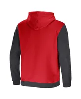 Men's Nfl x Darius Rucker Collection by Fanatics Red, Charcoal Tampa Bay Buccaneers Colorblock Pullover Hoodie