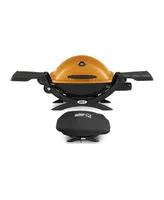 Weber Q1200 Liquid Propane Grill (Orange) With Grill Cover