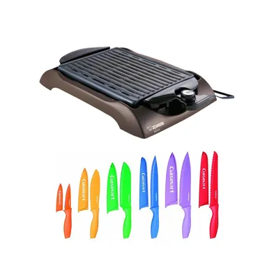 Zojirushi Eb-Cc15 Indoor Electric Grill With Multicolor 12 Piece Knife Set