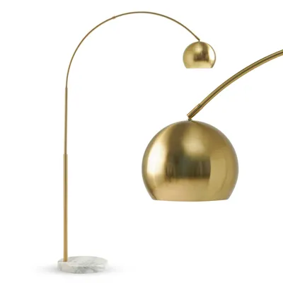 Olivia Led Contemporary Arc Floor Lamp with Marble Base and Adjustable Head - Antique