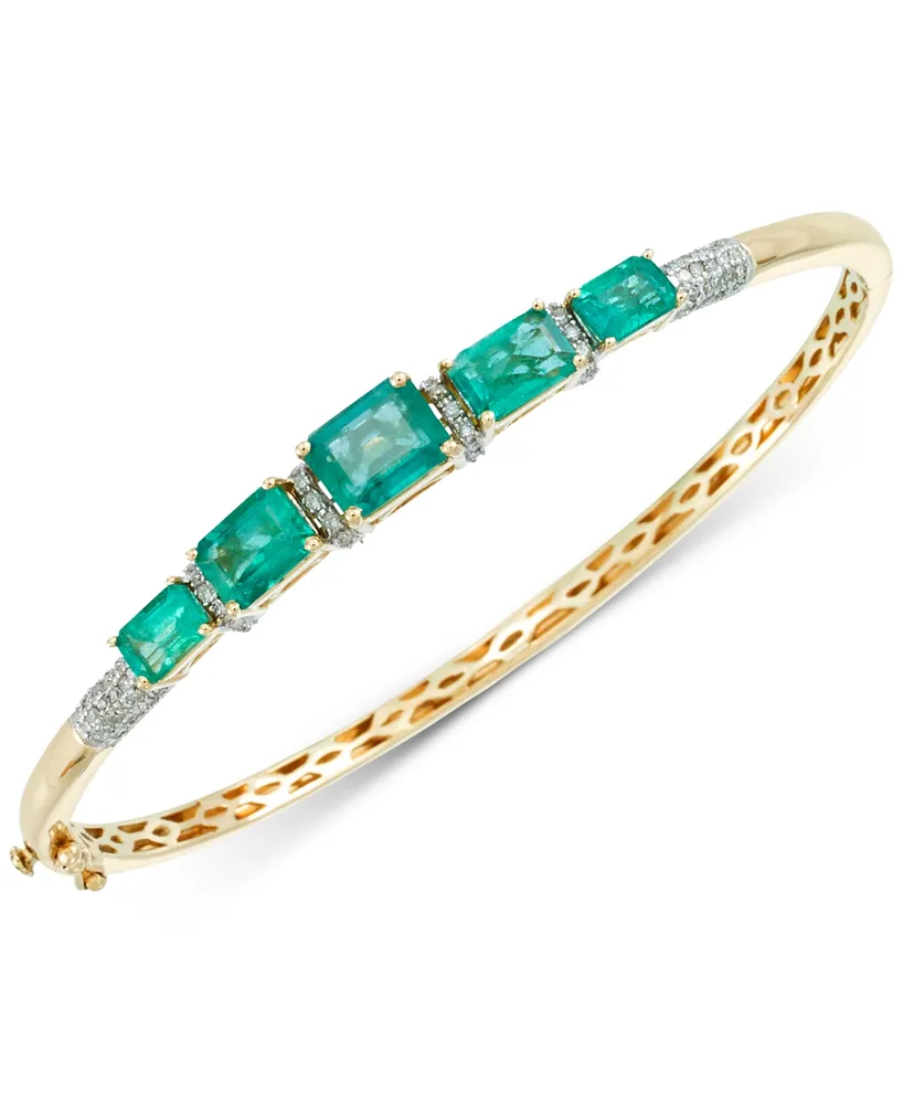 Rare Featuring Gemfields Emerald (4-1/3 ct. t.w.) & Diamond (3/8 ct. t.w.) Bangle Bracelet in 14k Gold, Created for Macy's