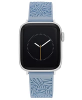 Steve Madden Women's Light Blue Silicone Debossed Swirl Logo Band designed for Apple Watch 42mm (Series 10) & 38/40/41mm - Light Blue, Silver