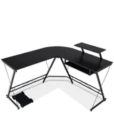 Costway L Shaped Computer Desk Home Office Workstation Movable