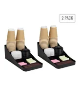 Mind Reader Anchor Collection, 7-Compartment Coffee Cup and Condiment Dispenser, Countertop Organizer, Set of 2