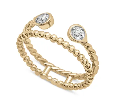 Wrapped Diamond Double Band Cuff Ring (1/6 ct. t.w.) in 10k Gold, Created for Macy's