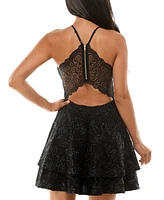 Emerald Sundae Juniors' Lace-Back Fit & Flare Dress