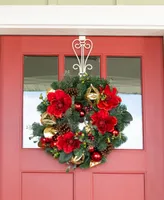 Village Lighting 24" Lighted Christmas Wreath, Red Magnolia