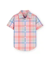 Hope & Henry Baby Boys Organic Stretch Poplin Short Sleeve Button Down Shirt