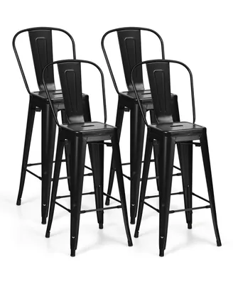 Costway Set of 4 High Back Metal Stool 30'' Seat Bar Height