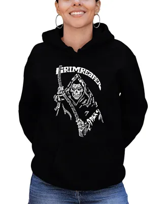 La Pop Art Women's Grim Reaper Word Hooded Sweatshirt