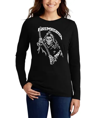 La Pop Art Women's Grim Reaper Word Long Sleeve T-shirt