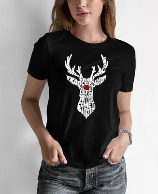 La Pop Art Women's Santa's Reindeer Word T-shirt