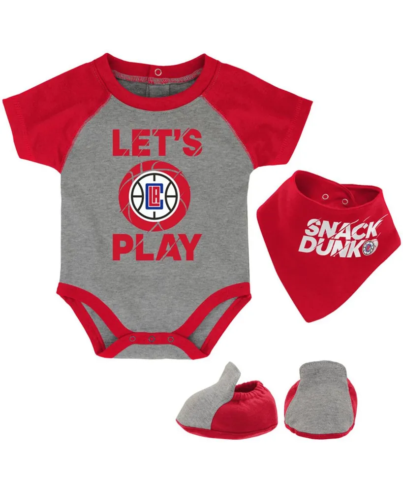 Outerstuff Newborn & Infant Heathered Gray Chicago Cubs Three-Piece Bodysuit Bib & Bootie Set in Heather Gray